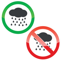 Rain permission signs set