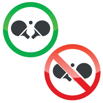 recommend clip art: Table tennis permission signs set