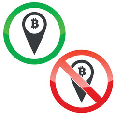 Bitcoin marker permission signs set