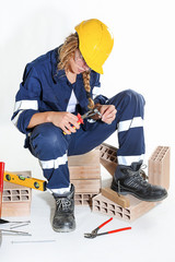 Woman and work tools