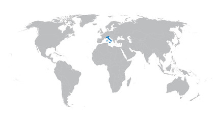 world map with indication of Italy