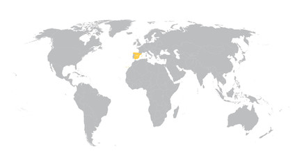 world map with indication of Spain