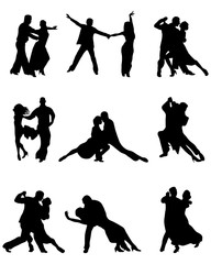 Silhouettes of tango players