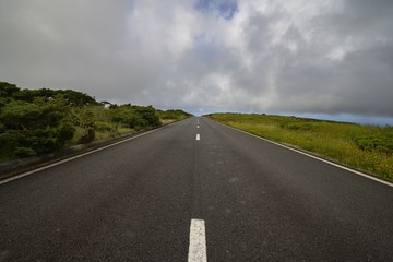 Paved road in Flores island, Azores, Portugal