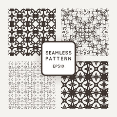 Set of four vector seamless patterns intricate with lots of small details