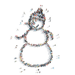 people in the shape of a snowman