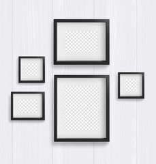 Set of of frames isolated on wood background. Vector illustration