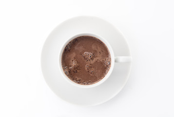 a cup of chocolate on white