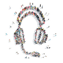 people in the shape of headphones.