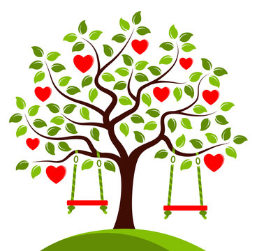 heart tree with swings