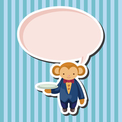 animal monkey waiter cartoon theme elements
