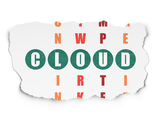 Cloud technology concept: word Cloud in solving Crossword Puzzle