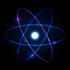 Shining atom scheme. Vector illustration.