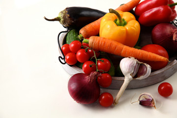 collection fruits and vegetables isolated on a white background