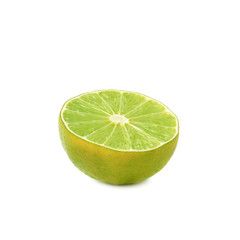 Dried lime cut in half isolated over the white background