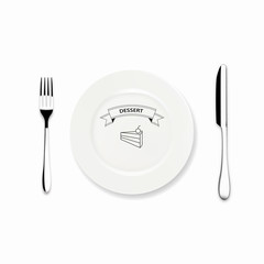 Vector Dinner plate design with Icon knife and fork, Can be use Restaurant menu design