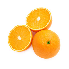 Fototapeta na wymiar Served orange fruit composition isolated over the white