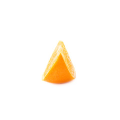 Slice section of orange isolated over the white background