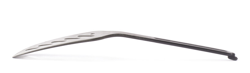 Used black plastic spatula isolated