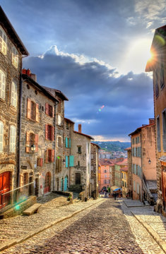 Street in the historic centre of Le Puy-en-Velay - France