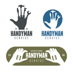 Handyman logos, emblems, badges in vintage style.