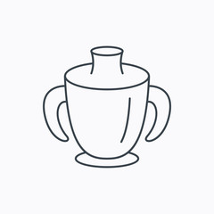 Toddler spout cup icon. Baby mug sign.
