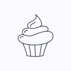 Cupcake icon. Dessert cake sign.