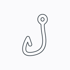 Fishing hook icon. Fisherman equipment sign.