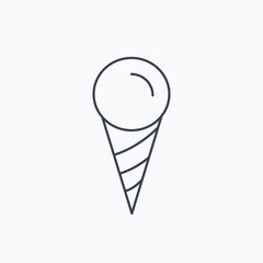 Ice cream icon. Sweet dessert in waffle cone.