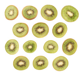 Sliced kiwifruit section isolated