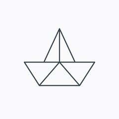 Paper boat icon. Origami ship sign.