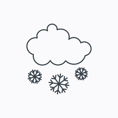 Snow icon. Snowflakes with cloud sign.