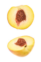 Half of a peach fruit isolated