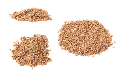 Pile of buckwheat seeds isolated