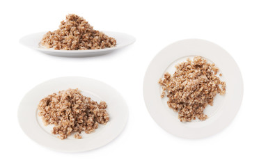 Cooked buckwheat on a plate