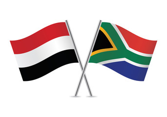 Yemen and South Africa flags. Vector illustration.