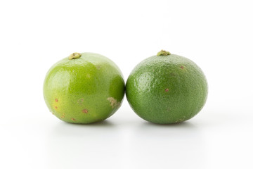 green lemon isolated on white background