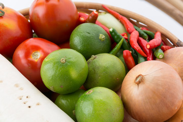 mix vegetable on white background