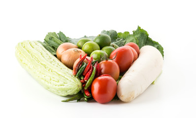mix vegetable on white background