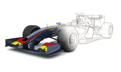 Generic Racing Car with half sketched