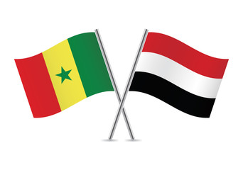 Senegal and Yemen flags. Vector illustration.