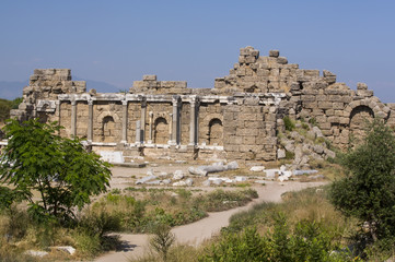 The ruins of the ancient city of Side in Turkey