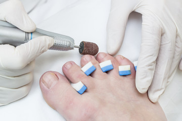 process of pedicure at beauty salon