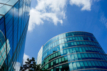 Office building and reflection in London, England, background