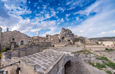 Fototapeta na wymiar Ancient town of Matera (Sassi di Matera) on a beautiful summer d