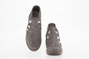 shoe leather boot gray for men on white background