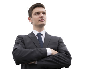 Young businessman. Isolated on white background.