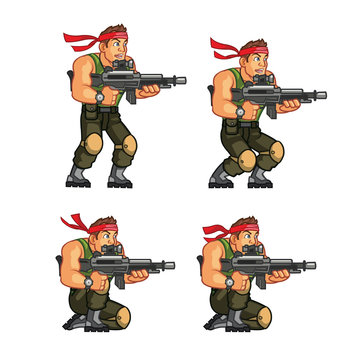 Commando Crouching Game Sprite
