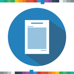 Flat Office Paper Letter Circle Icon with Long Shadow.