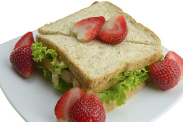 Sandwich with strawberry berries.